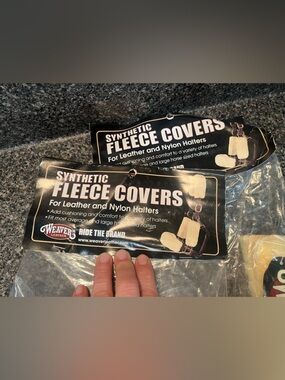 Weavers Red and Cream Fleece Halter Set of 3 for a Standard Horse